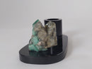 Porta-canetas em Esmeralda bruta com base de Biotita natural.