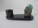 Porta-canetas em Esmeralda bruta com base de Biotita natural.