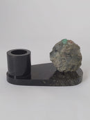 Porta-canetas em Esmeralda bruta com base de Biotita natural.