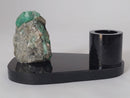 Porta-canetas em Esmeralda bruta com base de Biotita natural.